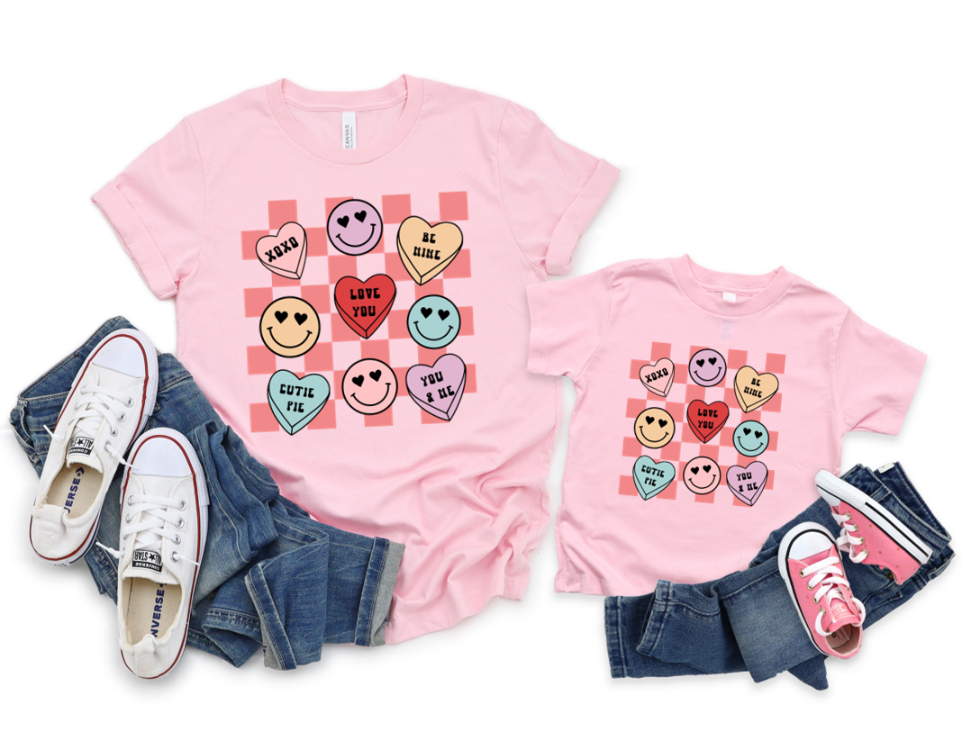 Smiles And Hearts Shirts- Set of 2 - Pink